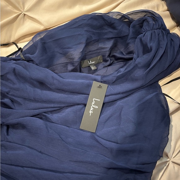 Lulus Navy One-Shoulder Dress - Picture 4 of 5